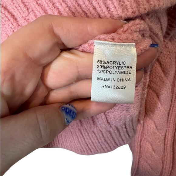 NWT More to Come Gabbi Cable Knit Cropped Sweater in Pink Small Revolve Winter - Picture 6 of 8